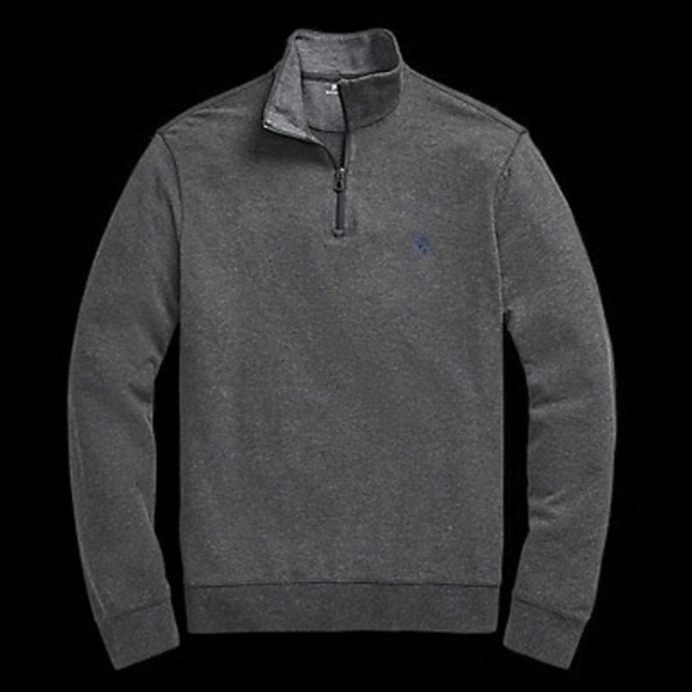 Polo Ralph Lauren Mens XXL Luxury Jersey Quarter-Zip Pullover Charcoal Gray
